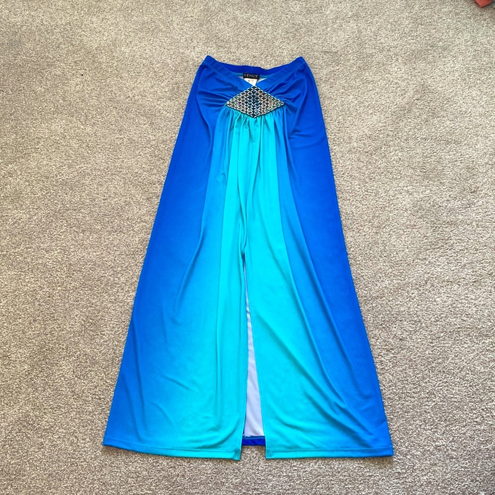 Blue floor length skirt